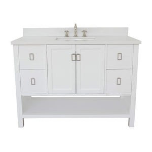 Bellaterra Home Vanity BellaTerra Home 49" Single vanity in White finish with White Quartz top and Rectangle Sink 400300-WH-WER