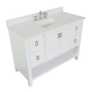 Bellaterra Home Vanity BellaTerra Home 49" Single vanity in White finish with White Quartz top and Rectangle Sink 400300-WH-WER