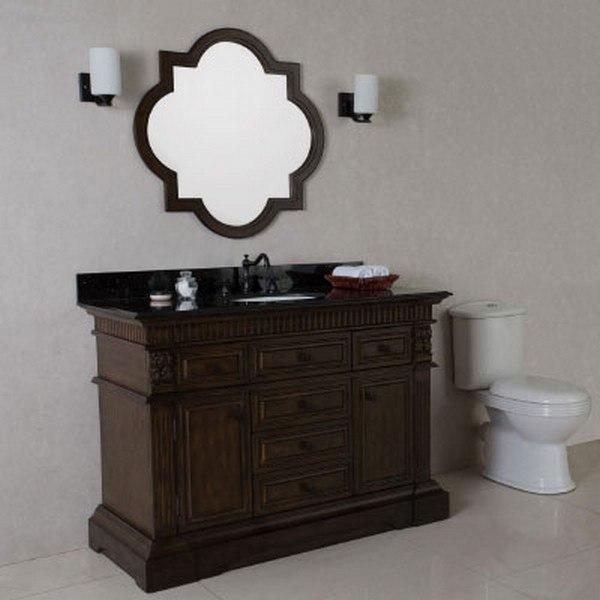 Bellaterra Home Vanity BellaTerra Home 50 in Single sink vanity in sable walnut with black granite top 602209-SW-BG