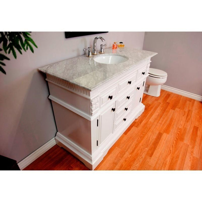 Bellaterra Home Vanity BellaTerra Home 50 in Single sink vanity in white with white marble top 602209-WH-WM