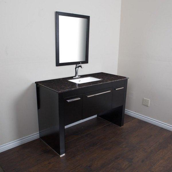 Bellaterra Home Vanity BellaTerra Home 55.3 in Single sink vanity-Black-Tan Brown 804380-R-BL-TB