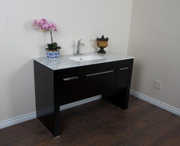 Bellaterra Home Vanity BellaTerra Home 55.3 in Single Sink Vanity-Black - White Marble 804380-R-BL-WH