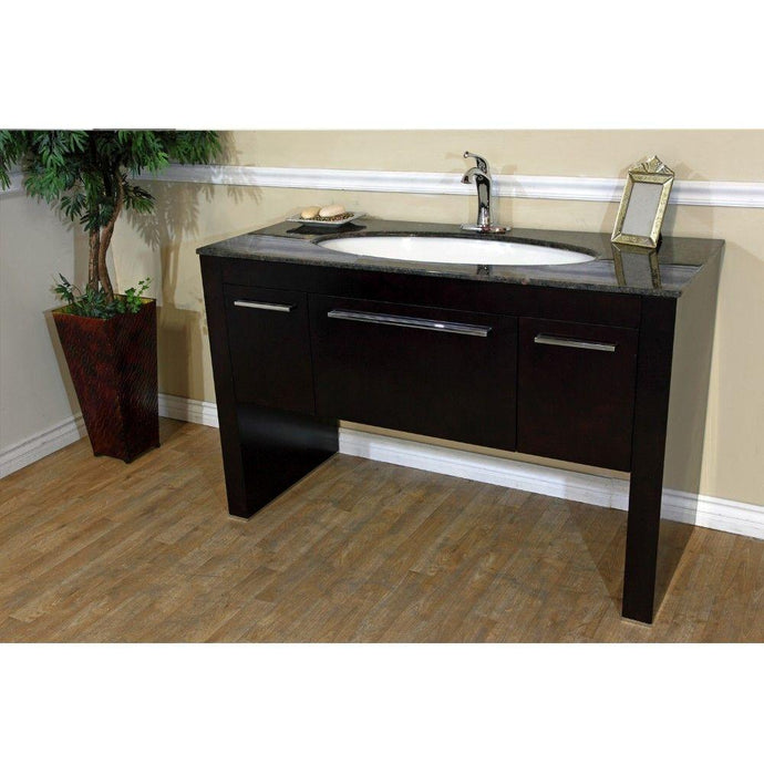 Bellaterra Home Vanity BellaTerra Home 55.3 in Single Sink Vanity-Dark Walnut- Baltic Brown Marble 804380-TB