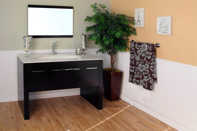 Bellaterra Home Vanity BellaTerra Home 55.3 in Single Sink Vanity-Dark Walnut-White Marble 804380-WH