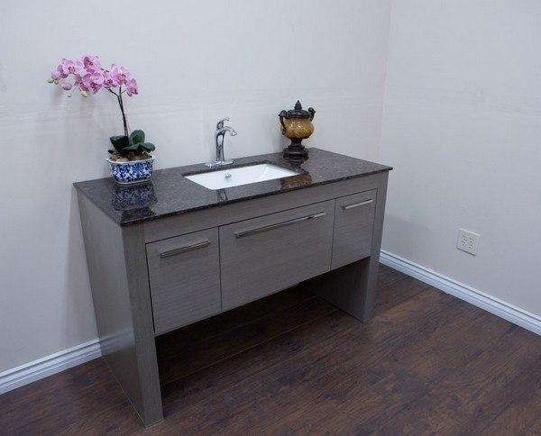 Bellaterra Home Vanity BellaTerra Home 55.3 in Single sink vanity-Gray-Tan Brown 804380-R-GY-TB