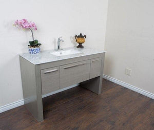 Bellaterra Home Vanity BellaTerra Home 55.3 in Single sink vanity-Gray-White Marble 804380-R-GY-WH