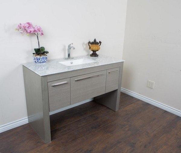 Bellaterra Home Vanity BellaTerra Home 55.3 in Single sink vanity-Gray-White Marble 804380-R-GY-WH