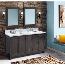 Load image into Gallery viewer, Bellaterra Home Vanity BellaTerra Home 55&quot; Double vanity in Brown Ash finish with White Carrara Top and Rectangle Sink 400100-55-BA-WM
