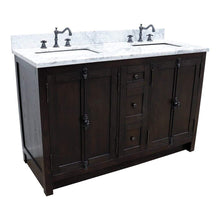 Load image into Gallery viewer, Bellaterra Home Vanity BellaTerra Home 55&quot; Double vanity in Brown Ash finish with White Carrara Top and Rectangle Sink 400100-55-BA-WM