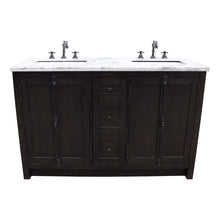 Load image into Gallery viewer, Bellaterra Home Vanity BellaTerra Home 55&quot; Double vanity in Brown Ash finish with White Carrara Top and Rectangle Sink 400100-55-BA-WM