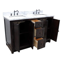 Load image into Gallery viewer, Bellaterra Home Vanity BellaTerra Home 55&quot; Double vanity in Brown Ash finish with White Carrara Top and Rectangle Sink 400100-55-BA-WM
