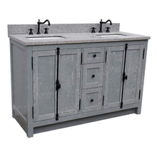 Load image into Gallery viewer, Bellaterra Home Vanity BellaTerra Home 55&quot; Double Vanity in Gray Ash finish with Gray Granite Top and Rectangle Sink 400100-55-GYA-GY