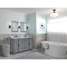 Load image into Gallery viewer, Bellaterra Home Vanity BellaTerra Home 55&quot; Double vanity in Gray Ash finish with White Carrara Marble Top and Rectangle Sink 400100-55-GYA-WM