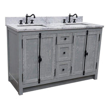 Load image into Gallery viewer, Bellaterra Home Vanity BellaTerra Home 55&quot; Double vanity in Gray Ash finish with White Carrara Marble Top and Rectangle Sink 400100-55-GYA-WM
