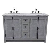 Load image into Gallery viewer, Bellaterra Home Vanity BellaTerra Home 55&quot; Double vanity in Gray Ash finish with White Carrara Marble Top and Rectangle Sink 400100-55-GYA-WM