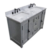 Load image into Gallery viewer, Bellaterra Home Vanity BellaTerra Home 55&quot; Double vanity in Gray Ash finish with White Carrara Marble Top and Rectangle Sink 400100-55-GYA-WM