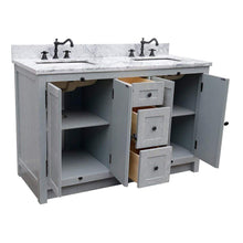 Load image into Gallery viewer, Bellaterra Home Vanity BellaTerra Home 55&quot; Double vanity in Gray Ash finish with White Carrara Marble Top and Rectangle Sink 400100-55-GYA-WM