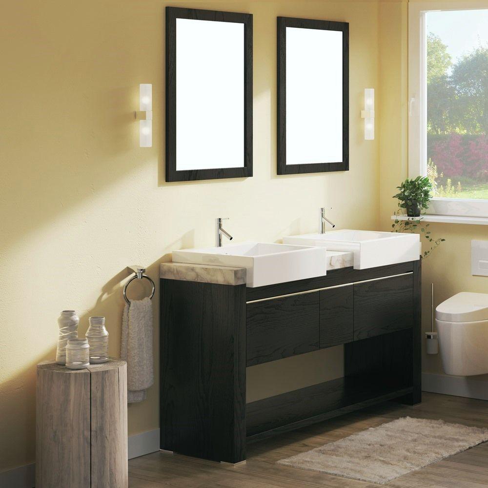 Bellaterra Home Vanity BellaTerra Home 57.75  in Double Sink Vanity-Wood-Black 804375A-BL
