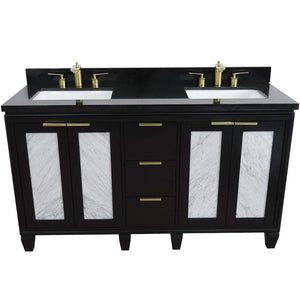 Bellaterra Home Vanity BellaTerra Home 61" Double sink vanity in Black finish with Black galaxy granite and rectangle sink 400990-61D-BL-BGR