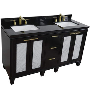 Bellaterra Home Vanity BellaTerra Home 61" Double sink vanity in Black finish with Black galaxy granite and rectangle sink 400990-61D-BL-BGR