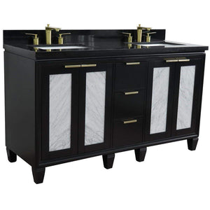 Bellaterra Home Vanity BellaTerra Home 61" Double sink vanity in Black finish with Black galaxy granite and rectangle sink 400990-61D-BL-BGR
