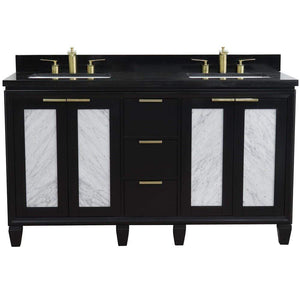 Bellaterra Home Vanity BellaTerra Home 61" Double sink vanity in Black finish with Black galaxy granite and rectangle sink 400990-61D-BL-BGR