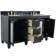 Load image into Gallery viewer, Bellaterra Home Vanity BellaTerra Home 61&quot; Double sink vanity in Black finish with Black galaxy granite and rectangle sink 400990-61D-BL-BGR