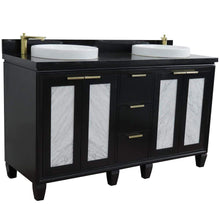 Load image into Gallery viewer, Bellaterra Home Vanity BellaTerra Home 61&quot; Double sink vanity in Black finish with Black galaxy granite and round sink 400990-61D-BL-BGRD