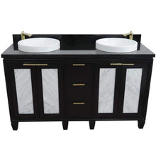 Load image into Gallery viewer, Bellaterra Home Vanity BellaTerra Home 61&quot; Double sink vanity in Black finish with Black galaxy granite and round sink 400990-61D-BL-BGRD