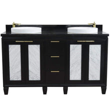 Load image into Gallery viewer, Bellaterra Home Vanity BellaTerra Home 61&quot; Double sink vanity in Black finish with Black galaxy granite and round sink 400990-61D-BL-BGRD