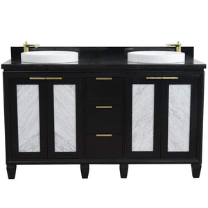 Bellaterra Home Vanity BellaTerra Home 61" Double sink vanity in Black finish with Black galaxy granite and round sink 400990-61D-BL-BGRD