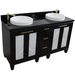 Bellaterra Home Vanity BellaTerra Home 61" Double sink vanity in Black finish with Black galaxy granite and round sink 400990-61D-BL-BGRD