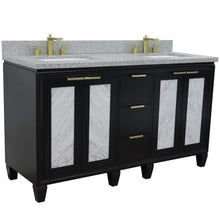 Load image into Gallery viewer, Bellaterra Home Vanity BellaTerra Home 61&quot; Double sink vanity in Black finish with Gray granite and rectangle sink 400990-61D-BL-GYR