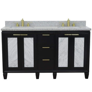 Bellaterra Home Vanity BellaTerra Home 61" Double sink vanity in Black finish with Gray granite and rectangle sink 400990-61D-BL-GYR