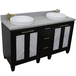 Bellaterra Home Vanity BellaTerra Home 61" Double sink vanity in Black finish with Gray granite and round sink 400990-61D-BL-GYRD