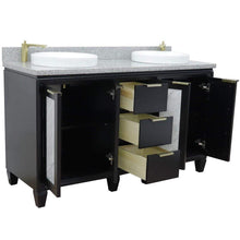 Load image into Gallery viewer, Bellaterra Home Vanity BellaTerra Home 61&quot; Double sink vanity in Black finish with Gray granite and round sink 400990-61D-BL-GYRD