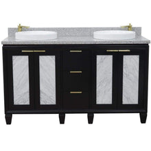 Load image into Gallery viewer, Bellaterra Home Vanity BellaTerra Home 61&quot; Double sink vanity in Black finish with Gray granite and round sink 400990-61D-BL-GYRD