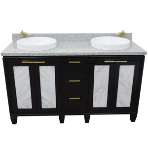 Bellaterra Home Vanity BellaTerra Home 61" Double sink vanity in Black finish with Gray granite and round sink 400990-61D-BL-GYRD