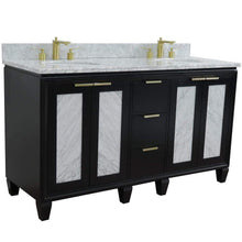 Load image into Gallery viewer, Bellaterra Home Vanity BellaTerra Home 61&quot; Double sink vanity in Black finish with White carrara marble and oval sink 400990-61D-BL-WMO