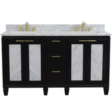Load image into Gallery viewer, Bellaterra Home Vanity BellaTerra Home 61&quot; Double sink vanity in Black finish with White carrara marble and rectangle sink 400990-61D-BL-WMR