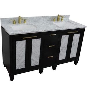 Bellaterra Home Vanity BellaTerra Home 61" Double sink vanity in Black finish with White carrara marble and rectangle sink 400990-61D-BL-WMR