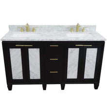 Load image into Gallery viewer, Bellaterra Home Vanity BellaTerra Home 61&quot; Double sink vanity in Black finish with White carrara marble and rectangle sink 400990-61D-BL-WMR