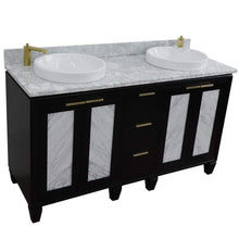 Load image into Gallery viewer, Bellaterra Home Vanity BellaTerra Home 61&quot; Double sink vanity in Black finish with White carrara marble and round sink 400990-61D-BL-WMRD