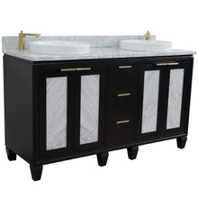 Load image into Gallery viewer, Bellaterra Home Vanity BellaTerra Home 61&quot; Double sink vanity in Black finish with White carrara marble and round sink 400990-61D-BL-WMRD