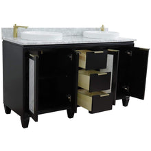 Load image into Gallery viewer, Bellaterra Home Vanity BellaTerra Home 61&quot; Double sink vanity in Black finish with White carrara marble and round sink 400990-61D-BL-WMRD