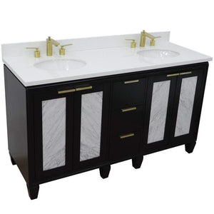 Bellaterra Home Vanity BellaTerra Home 61" Double sink vanity in Black finish with White quartz and oval sink 400990-61D-BL-WEO