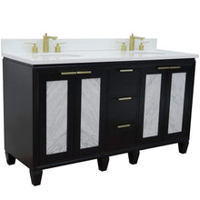 Load image into Gallery viewer, Bellaterra Home Vanity BellaTerra Home 61&quot; Double sink vanity in Black finish with White quartz and oval sink 400990-61D-BL-WEO