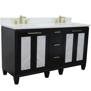 Bellaterra Home Vanity BellaTerra Home 61" Double sink vanity in Black finish with White quartz and oval sink 400990-61D-BL-WEO