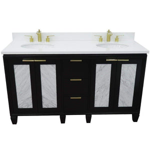 Bellaterra Home Vanity BellaTerra Home 61" Double sink vanity in Black finish with White quartz and oval sink 400990-61D-BL-WEO