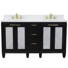 Load image into Gallery viewer, Bellaterra Home Vanity BellaTerra Home 61&quot; Double sink vanity in Black finish with White quartz and rectangle sink 400990-61D-BL-WER